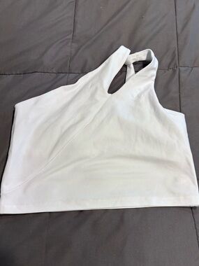 Beyond Yoga White one Shoulder cropped tank
